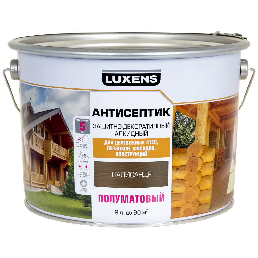 Антисептик Luxens для защиты дерева с эффектом палисандра 9 л 89345683 STLM-1408262 - Вид №1