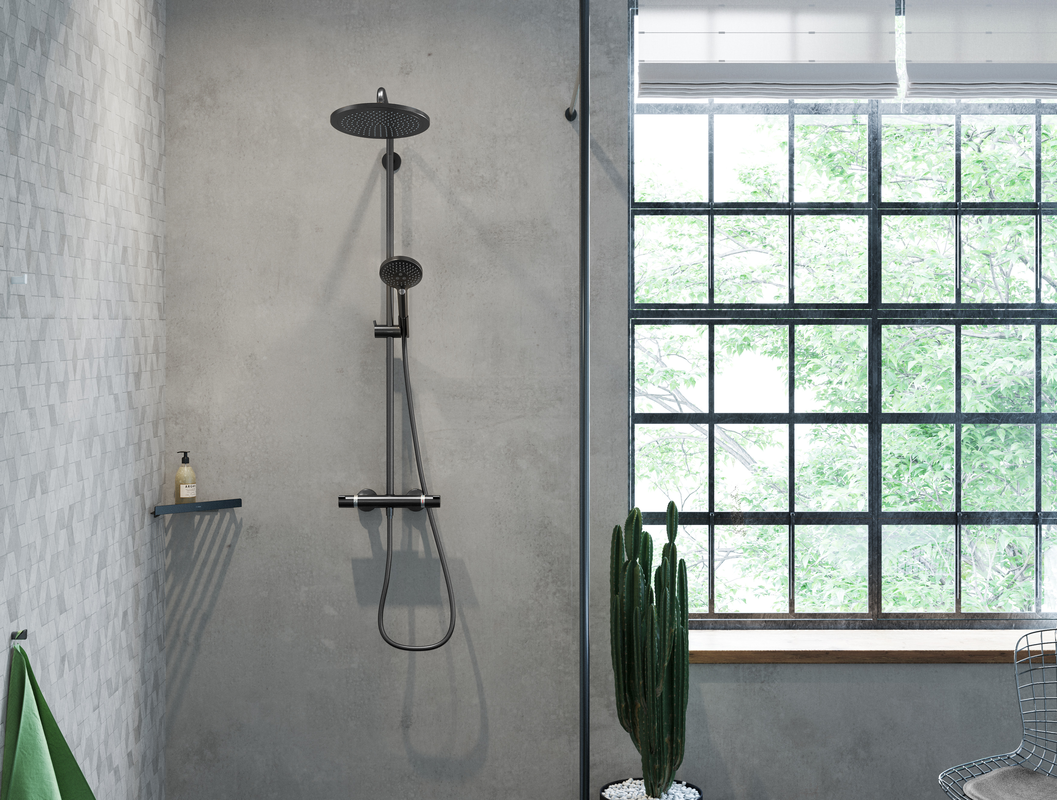 26890140 Croma Select S Showerpipe 280 1jet с термостатом и ручным душем Raindance Select S 120 3jet Hansgrohe  - Вид №1