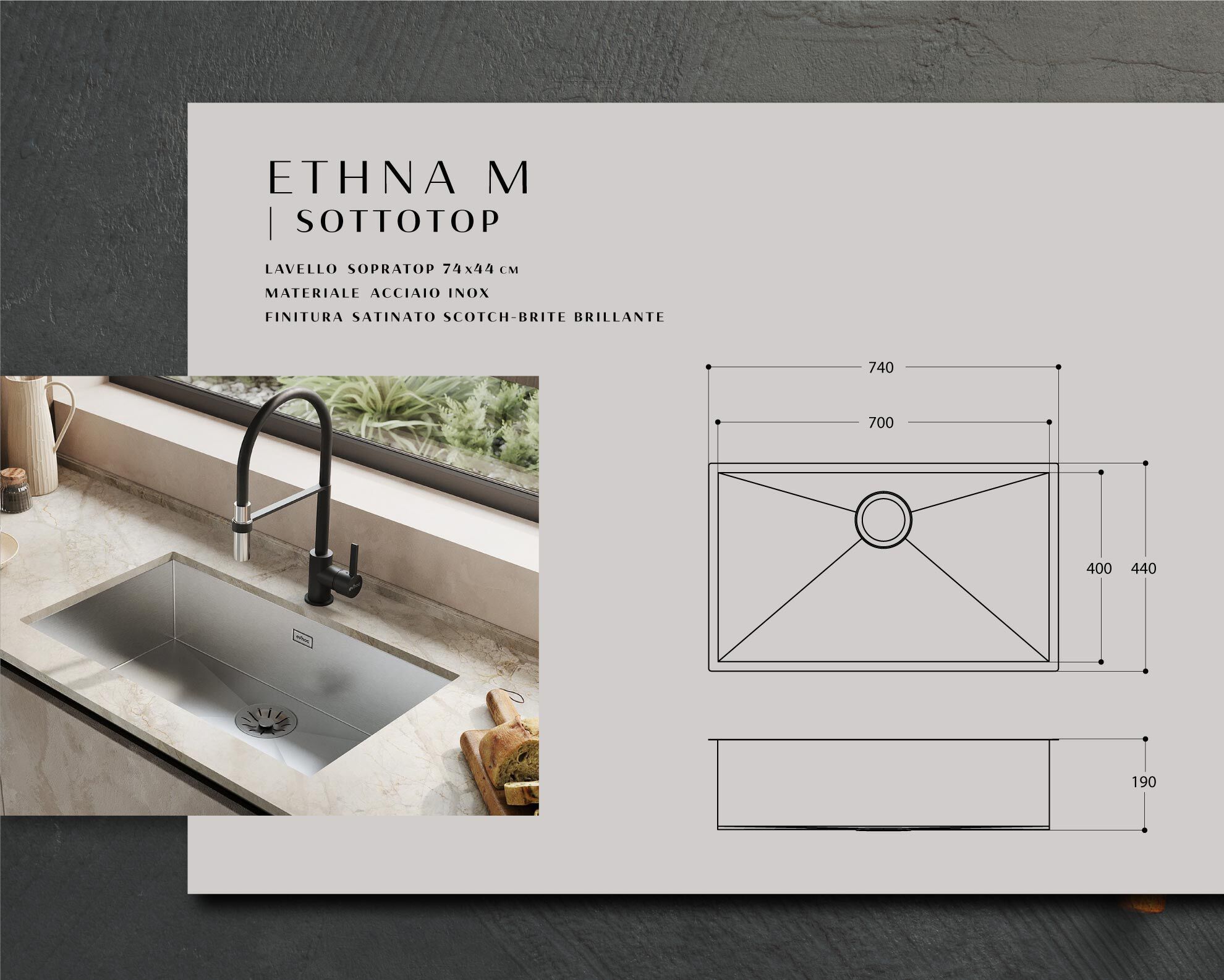 Раковина из нержавеющей стали Evhoc Ethna ARCH-00052187 - Вид №2