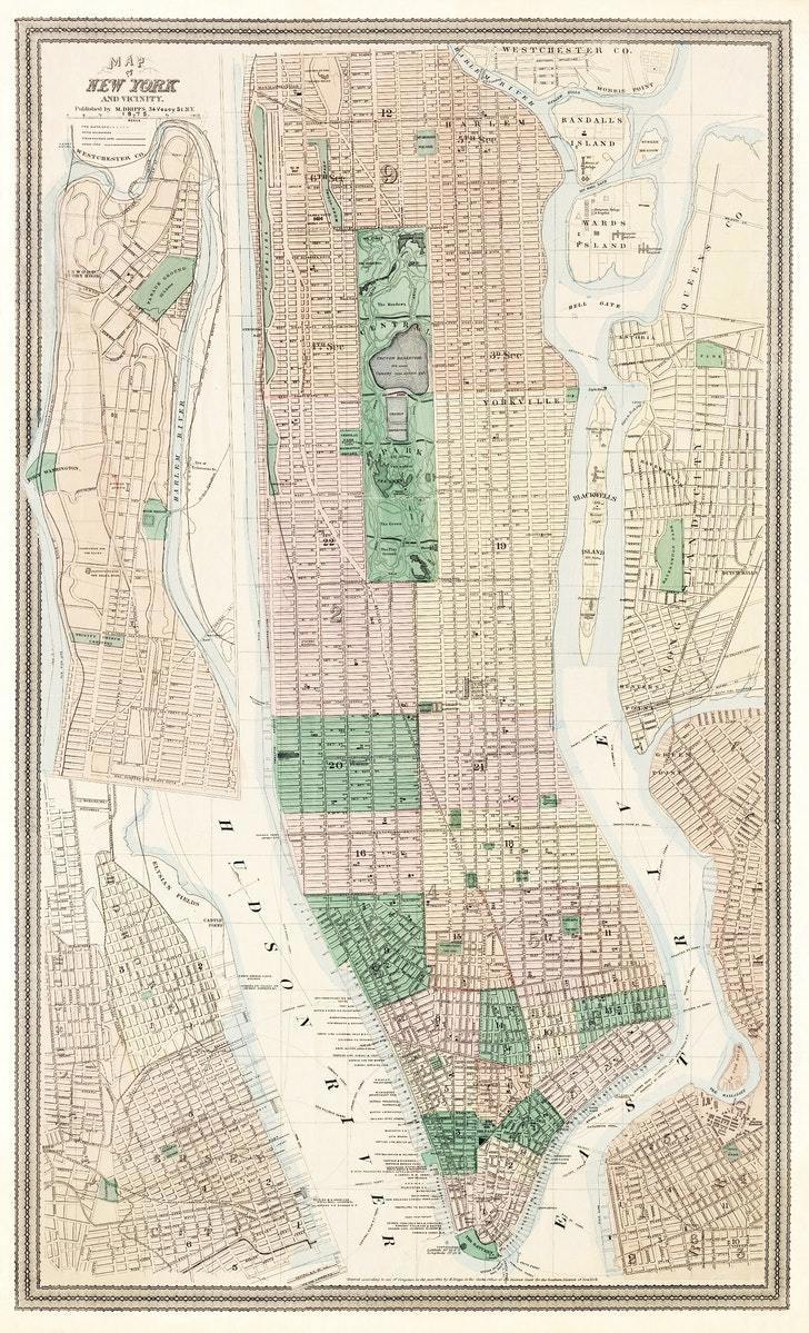 90011948 Плакат Просто Постер План Нью-Йорка 1875 года 60x90 в раме STLM-0085276 ПРОСТОПОСТЕР