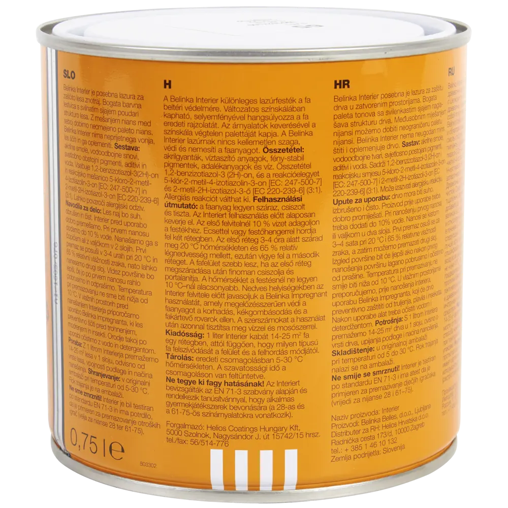 Покрытие защитно-декоративное для дерева Belinka Interier цвет осенний лист 0.75 л STLM-2095815 - Вид №1