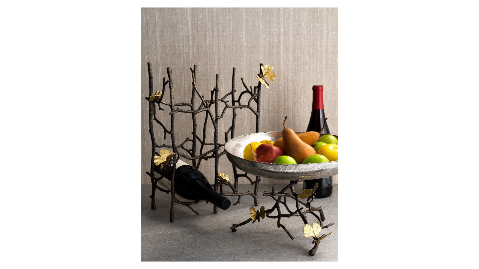 10663676 Michael Aram Подставка для бутылок Michael Aram Бабочки гинкго 37см, латунь Латунь  - Вид №3