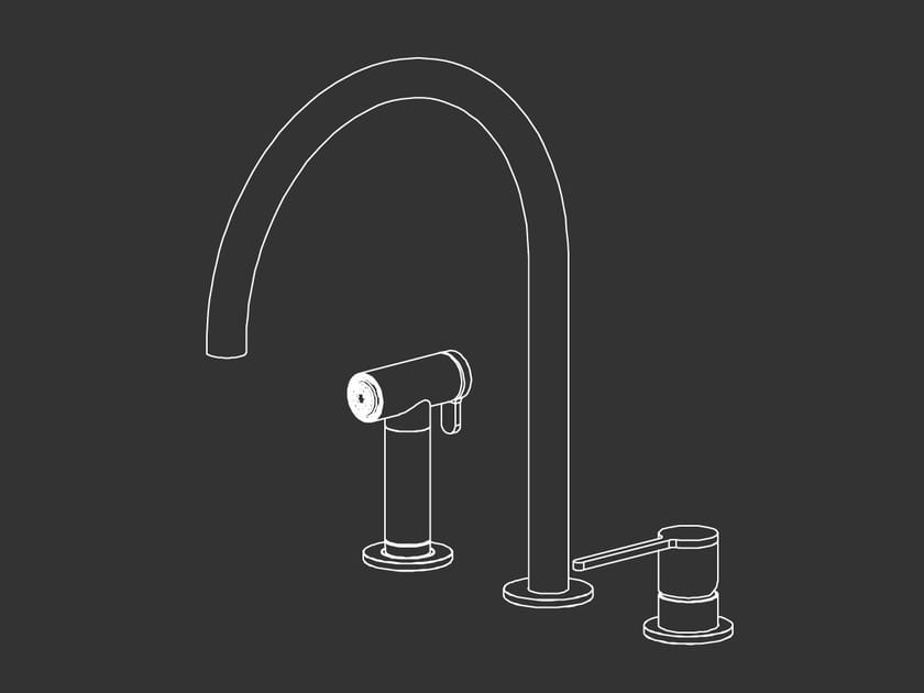 Смеситель для кухни с 3 отверстиями со съемным ручным душем CEADESIGN INNOVO ARCH-00065744