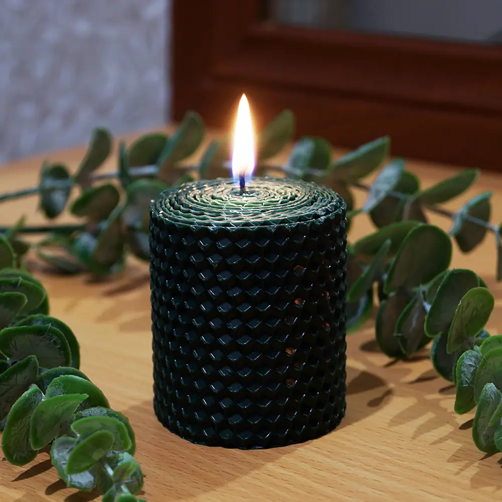 Свеча вощинная цилиндр зеленый мох 6x6.5 см EVIS STLM-2135862 - Вид №2