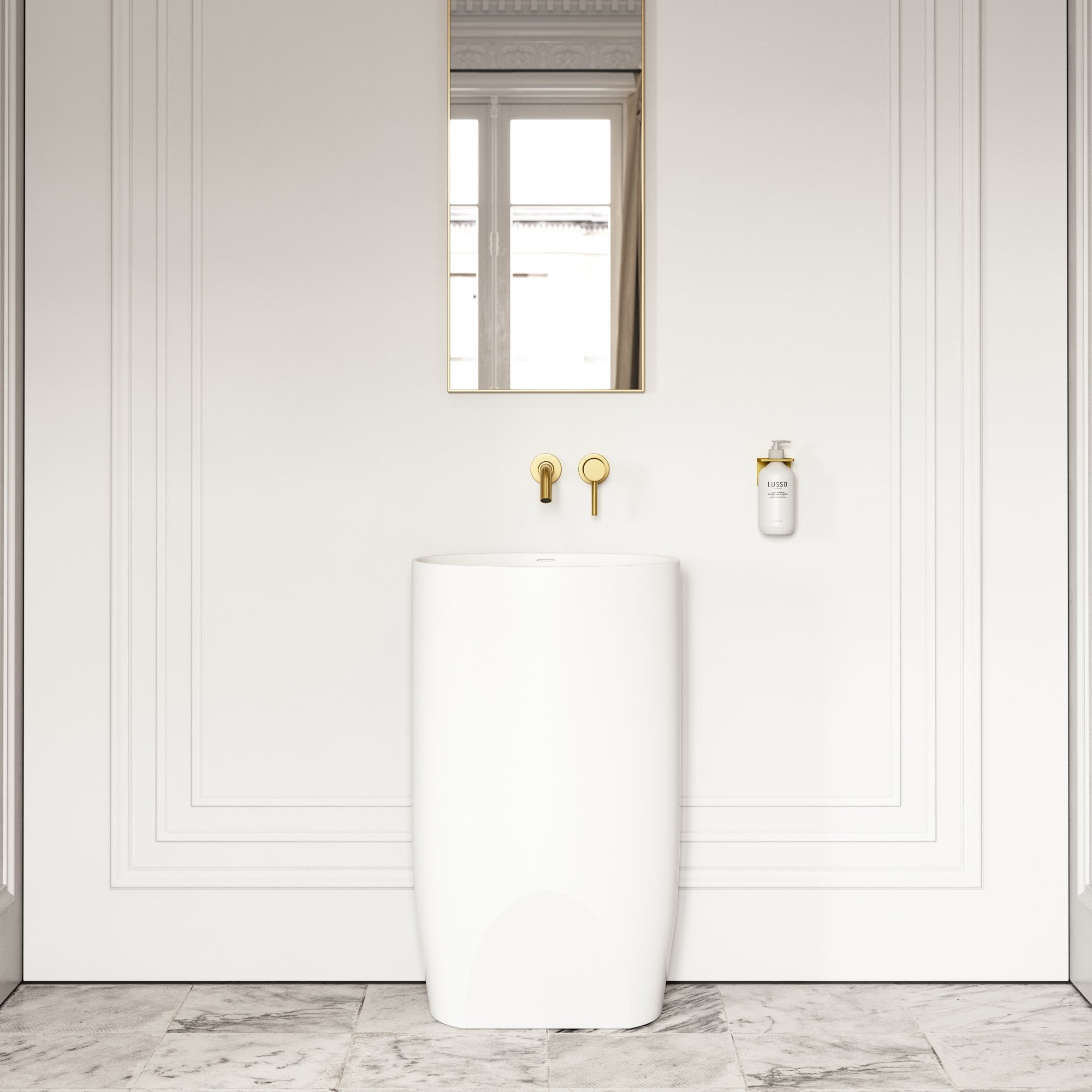 Овальная отдельно стоящая раковина из смолы с переливом LUSSO Cocoon ARCH-00063400 - Вид №1