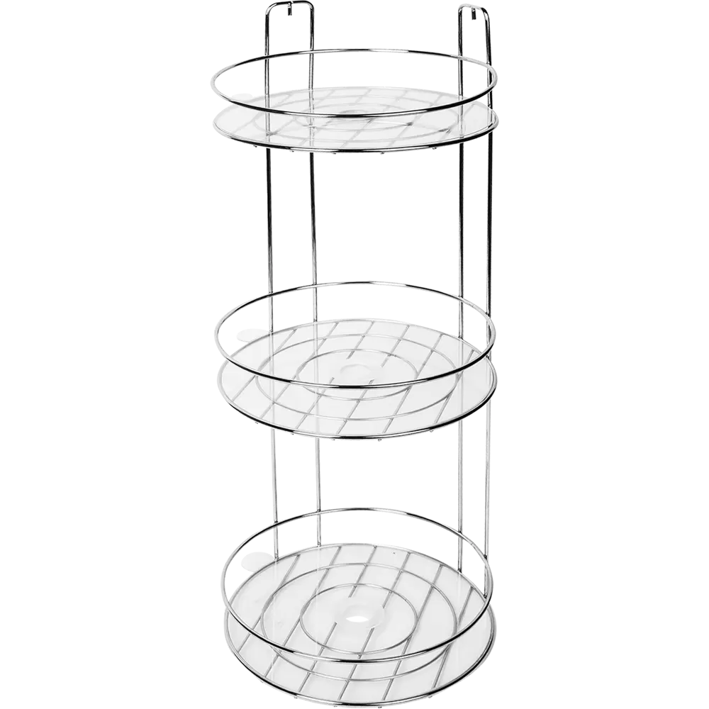 Полка для ванной Lemer Round трехъярусная угловая 22x22x50 см, металл, цвет хром 83024906 STLM-2137693 - Вид №1
