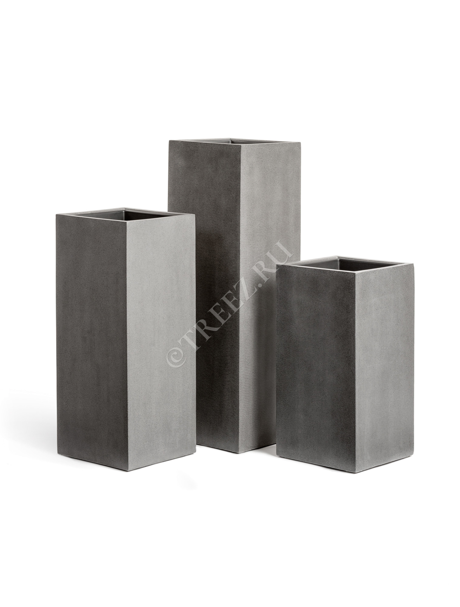 41.3317-02-010-GR-60 Кашпо  Effectory - серия Beton - Высокий куб - Тёмно-серый бетон Цветочная коллекция 