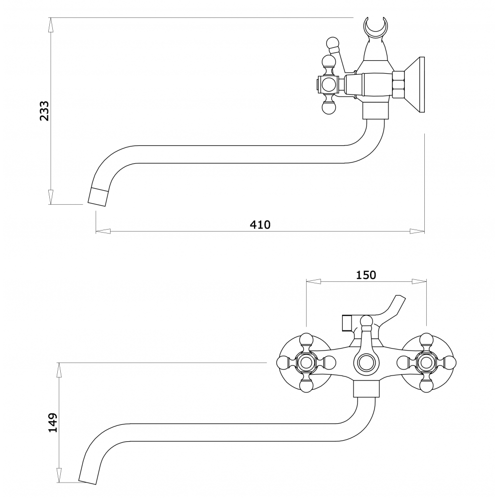 GZ 09041D Смеситель двухвентильный для ванны Ganzer Бронза Ganzer Германия 13870 - Вид №2
