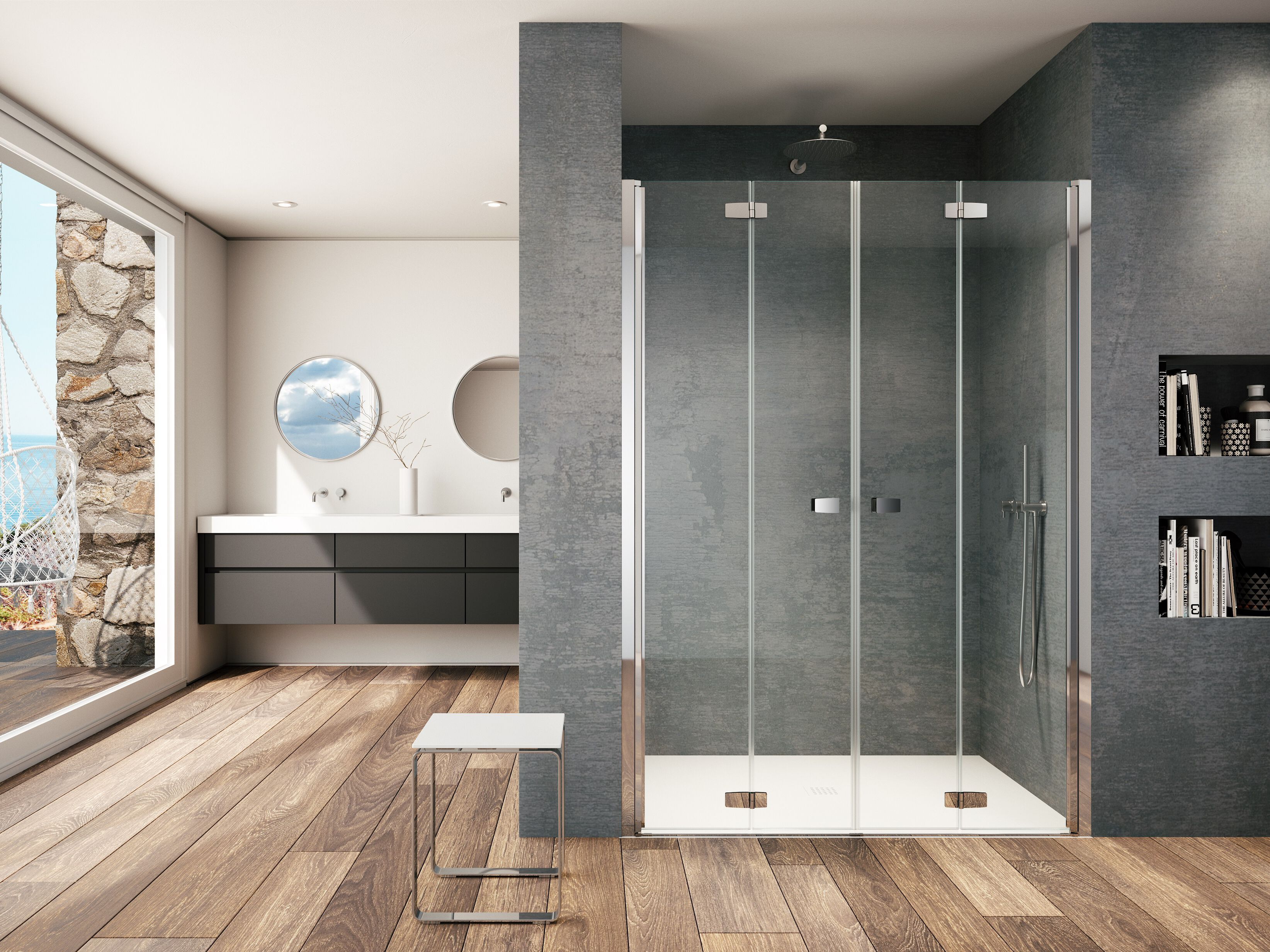 Стеклянная ниша душевая кабина с распашной дверью Provex Industrie Kombi ARCH-00052780 - Вид №1