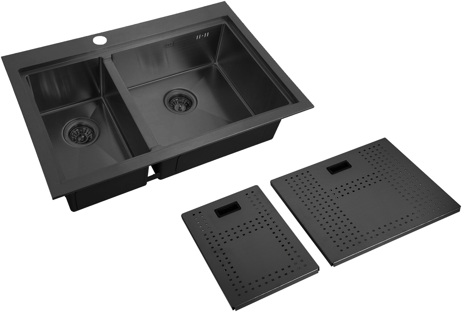 Мойка кухонная ZorG Master N ZM N-78-2-52-R GRAFIT из нержавеющей стали с накладкой, графит