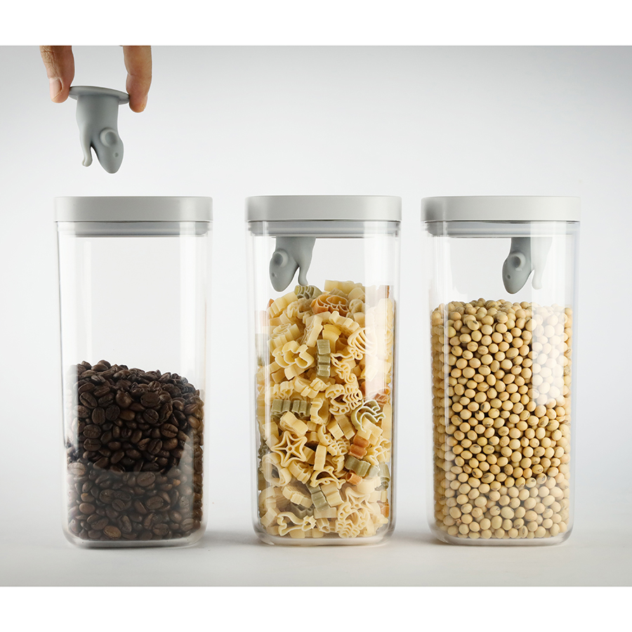 QL10346-CL-GY Контейнер для пищевых продуктов lucky mouse 1,2 л Qualy  - Вид №7