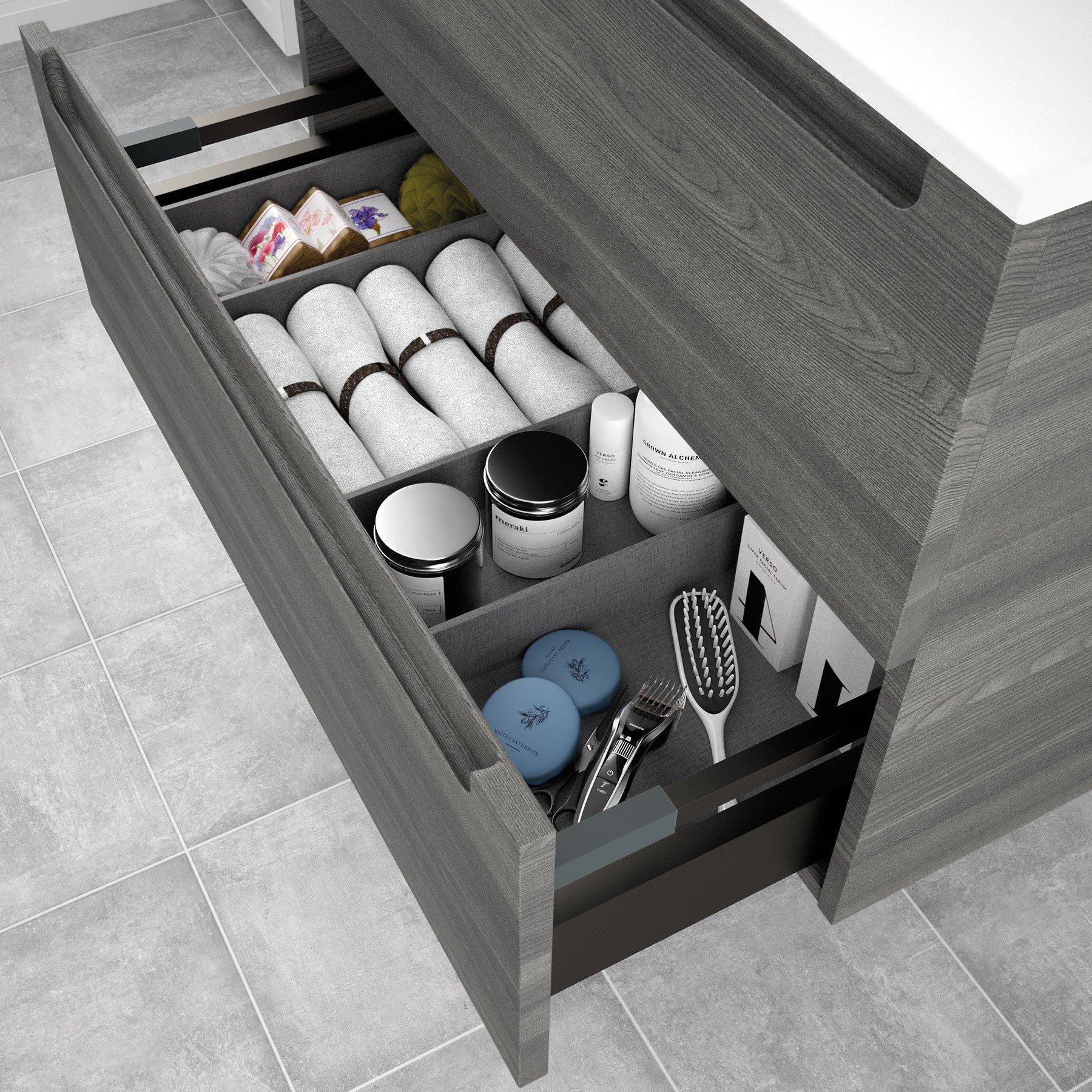 23444 SALGAR Мебель под умывальник MONTERREY 600 2 металлических ящика ALSACIA 598 x 540 x 450 мм Эльзасия  - Вид №2