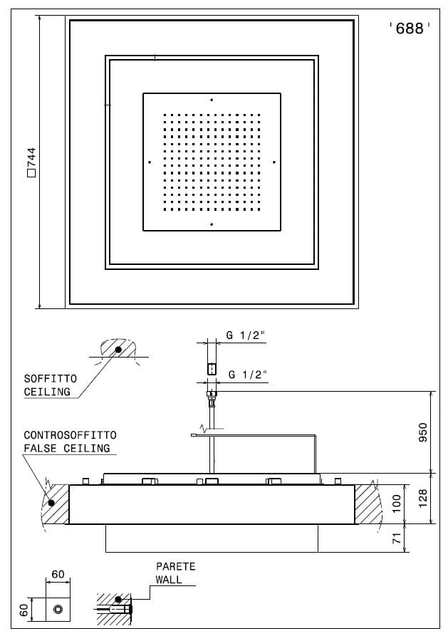 Встраиваемая Светодиодная насадка для душа с хромотерапией Newform AQUALITE ARCH-00106939 - Вид №3