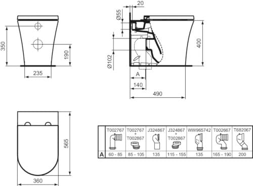 Керамический туалет без бриды Ideal Standard La Dolce Vita ARCH-00084179 - Вид №14