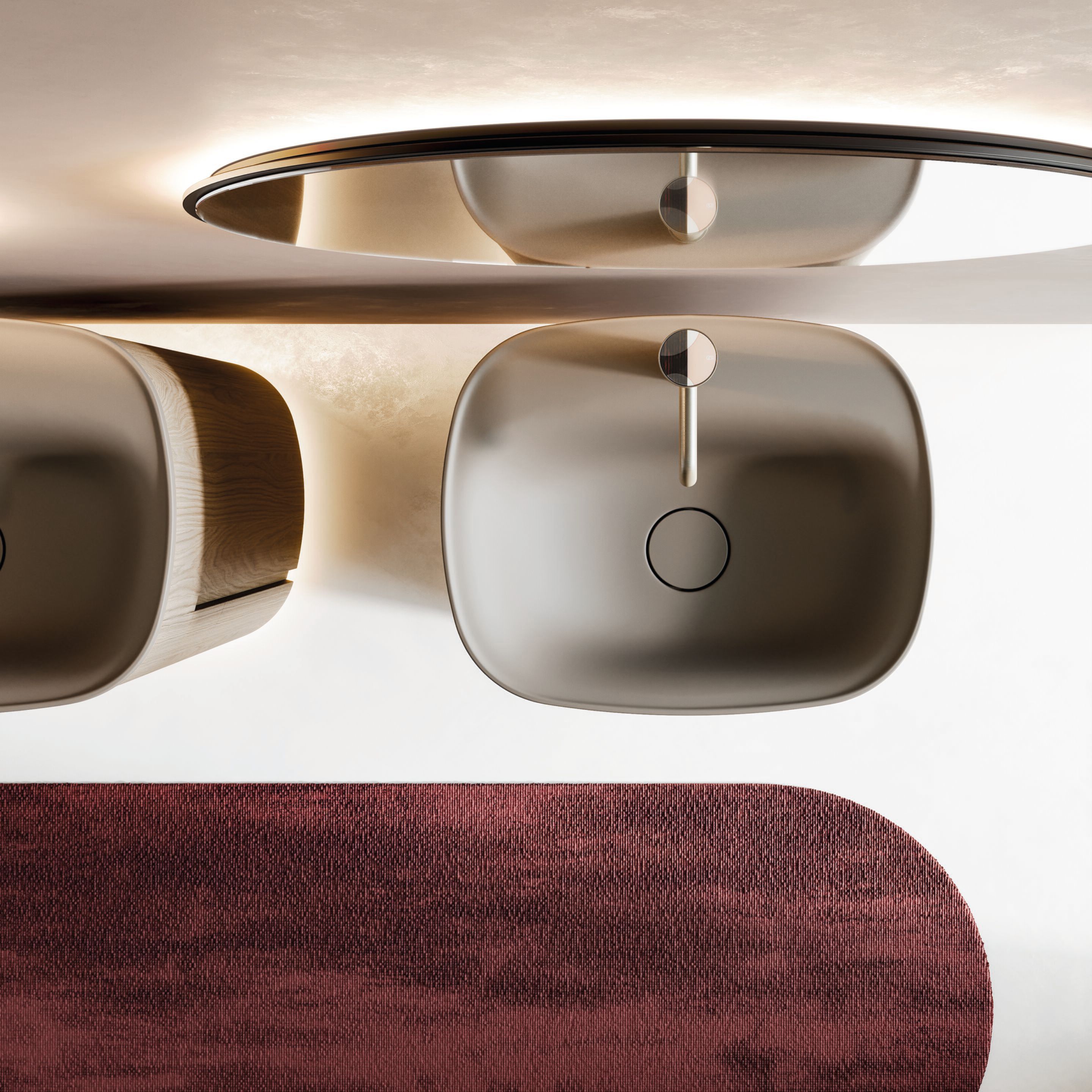 Шкаф для раковины HPL с держателем для полотенец с зеркалом Mobilcrab Curvy ARCH-00061738 - Вид №2