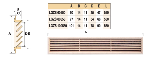 Деревянная вентиляционная решетка, бук 100x550 Santreyd sun-id-682157 - Вид №3