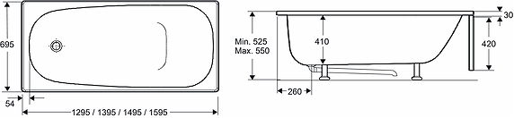 374082 Ванна IFO Caribia 1300, 1400, 1500, 1600, торцевая пластина IFO Caribia 653 мм, для BK 13-17  - Вид №3