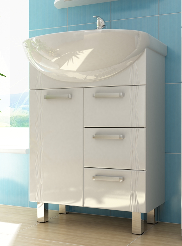 Тумба с раковиной Atlantic-3 600 (Уют)600⨉300⨉830 мм белый Santreyd sun-id-665192 - Вид №1