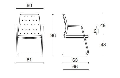 Тканевый консольный стул с подлокотниками для залов ожидания Diemme Артур ARCH-00087687 - Вид №4