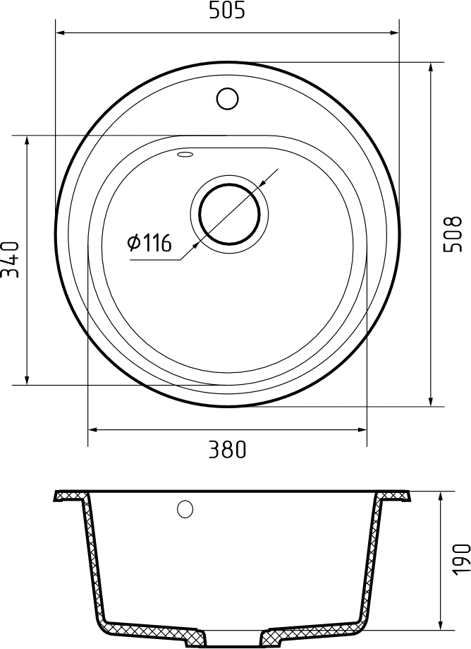 Кухонная мойка Искусственный камень RONDO S58 GranFest R-510-S58 - Вид №1