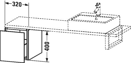 LC582000707 L-Cube Шкафчик для компактной консоли Бетонно-серый матовый декор Duravit - Вид №1