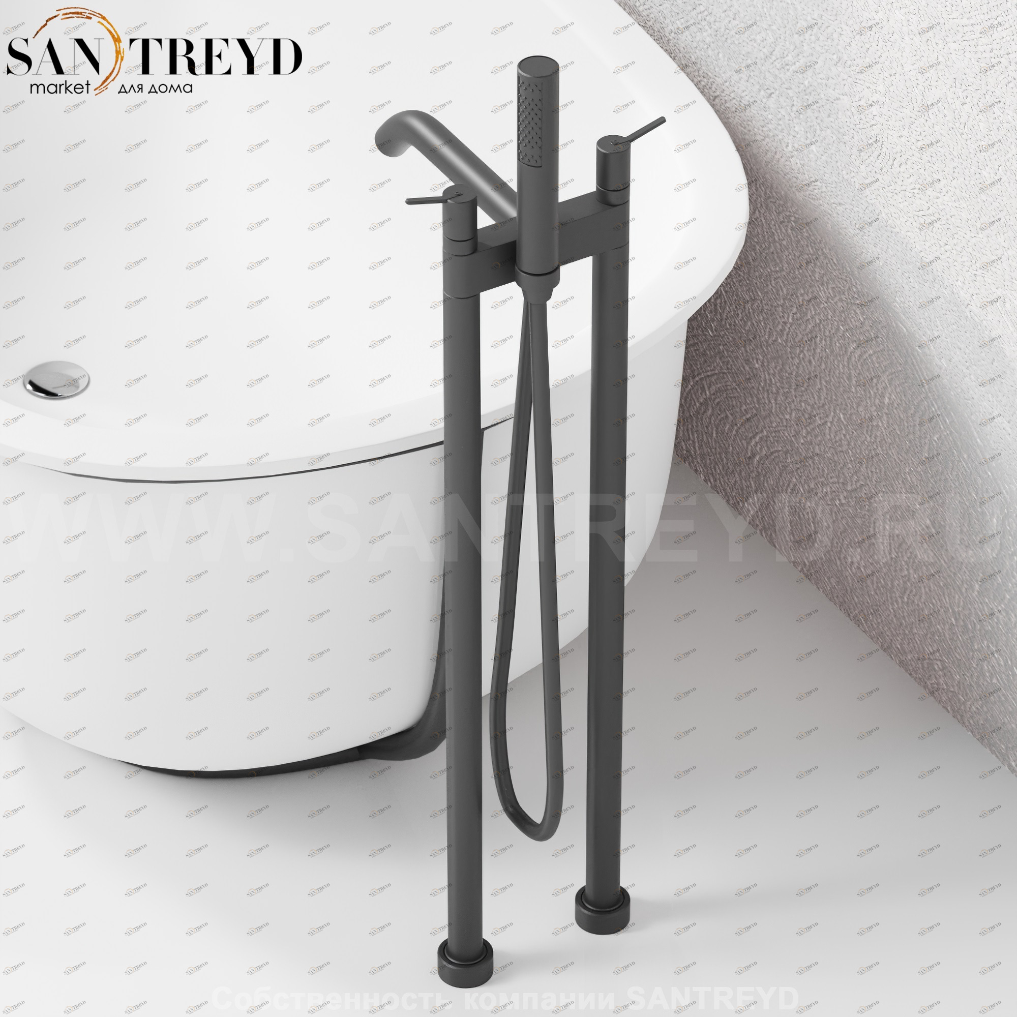 Смеситель AFEZ026E FEZ 2 для ванны черный матовый Agape