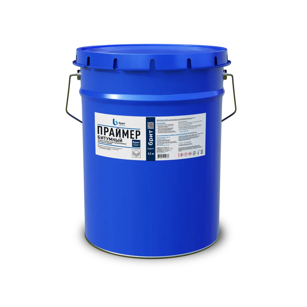 Битумный праймер БРИТ Стандарт для надежной гидроизоляции 4,5 кг 84300199 STLM-1580607