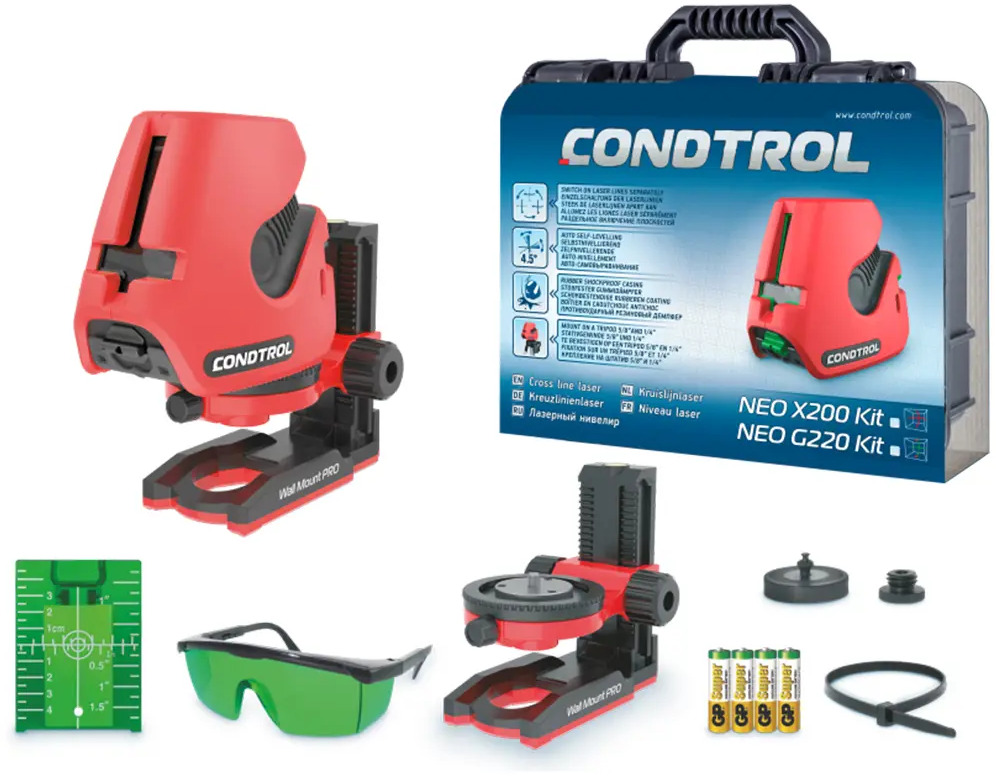 91136639 Уровень лазерный Condtrol NEO G220 Kit зеленый луч, дальность до 40 м STLM-0841234
