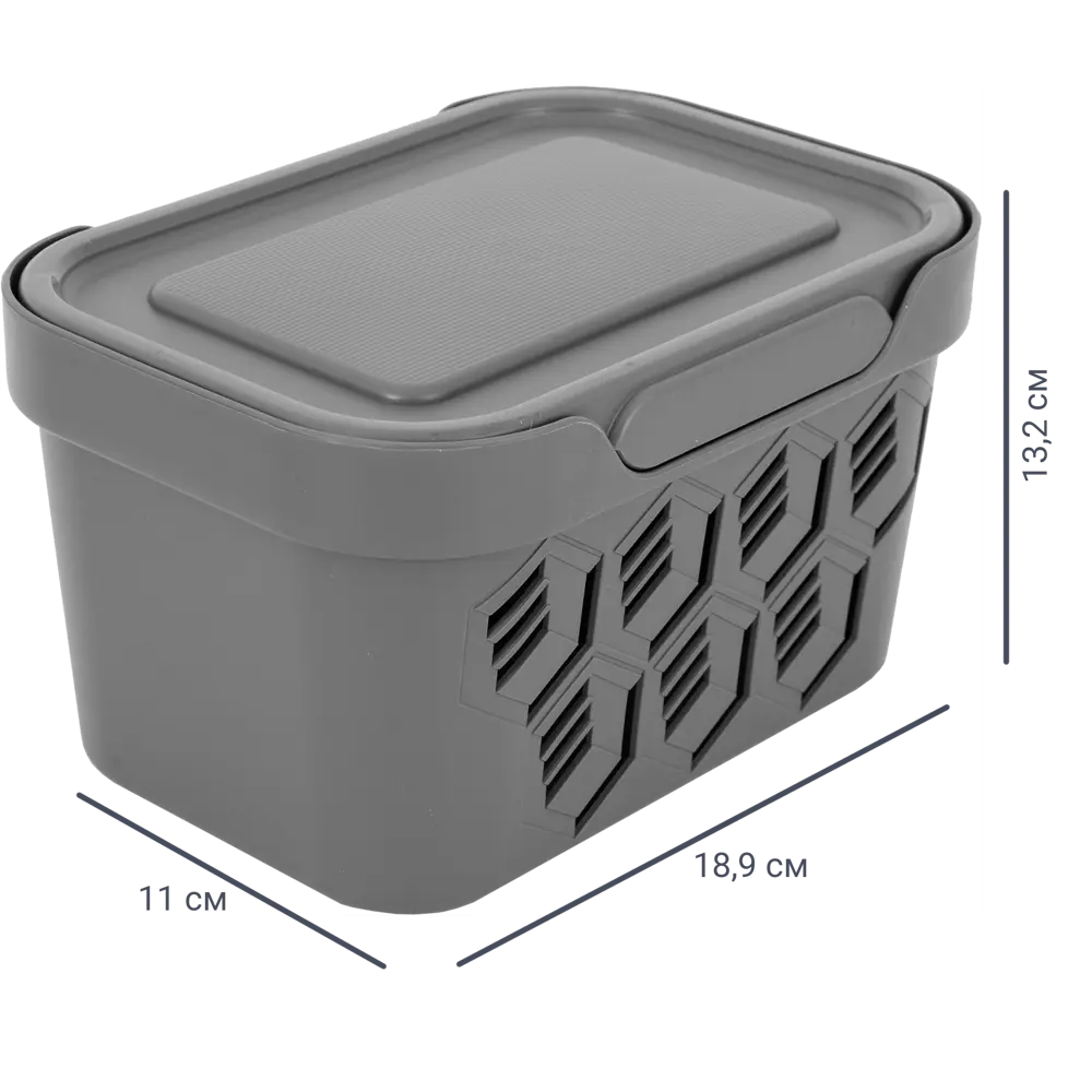 Ящик Deluxe с крышкой 18.9x13.2x11 см полипропилен цвет серый БЫТПЛАСТ STLM-2186585