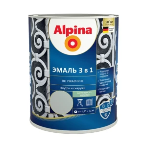 90716117 Эмаль алкидно-уретановая по ржавчине 3 в 1 Alpina полуглянцевая цвет RAL 7040 серый 0.75 л STLM-0858460