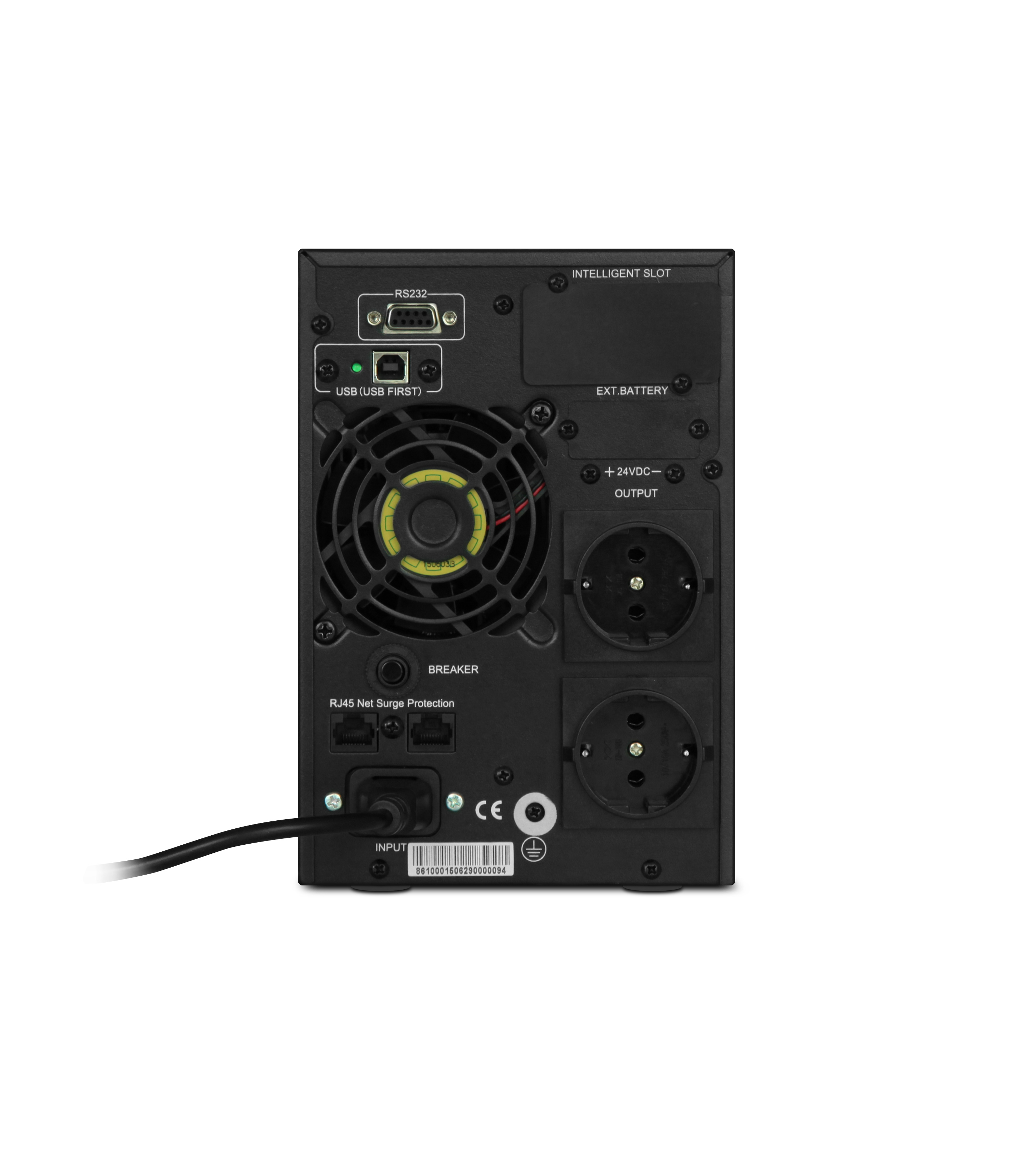 POWERMAN Online 1000 Plus Ups online 1000, lcd, dual conversion, 1000va, 900w, 2 eurosockets with backup power, usb, rs232, snmp slot, rj11 / rj45 protection, external battery pack (not included), 215 х 315 х 365 mm, 5.2kg. POWERMAN Santreyd  - Вид №2