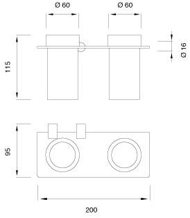 Ceadesign Полка с двойным держателем зубных щеток из delrin® Stem - accessori Men 09 - Вид №1