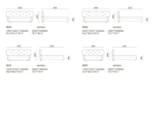 Двуспальная кровать из ткани с мягким изголовьем