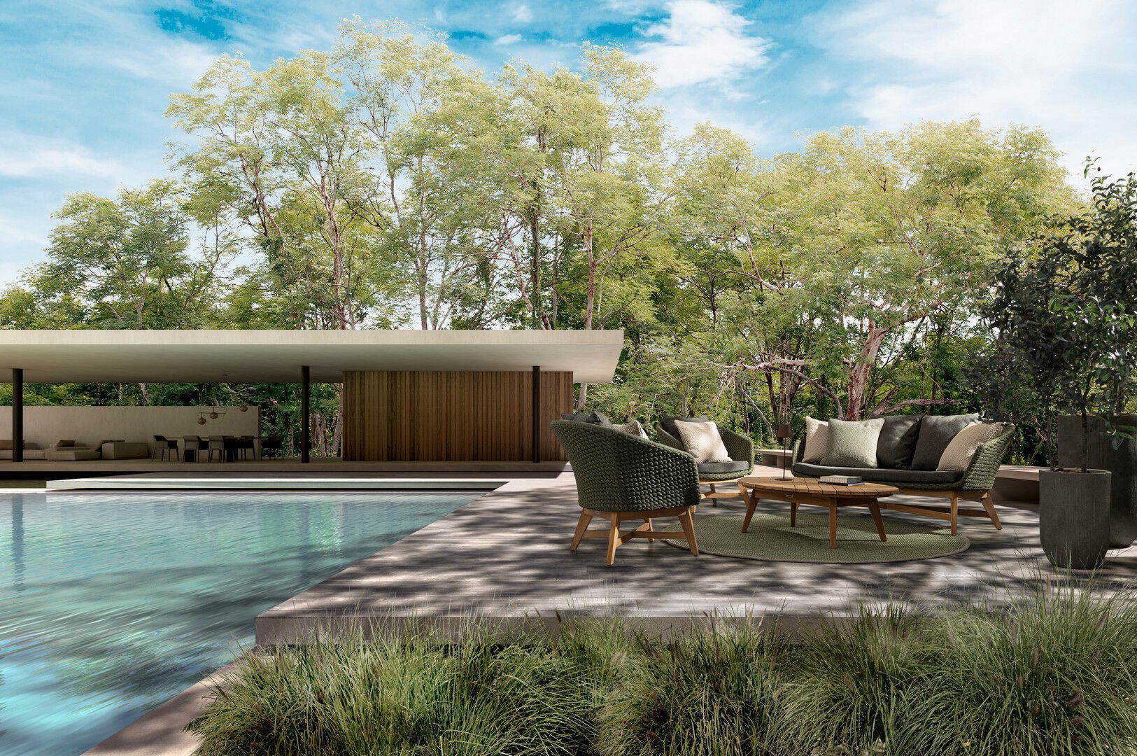 2-местный веревочный и тканевый садовый диван BIZZOTTO Coachella ARCH-00143438 - Вид №2