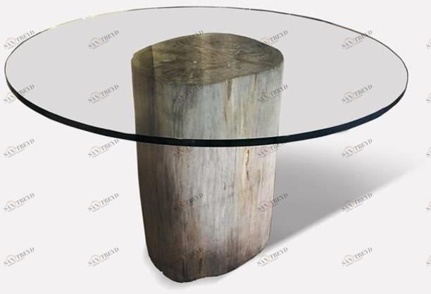 MORADA Круглый обеденный стол из дерева и стекла Petra sun-id-1500077