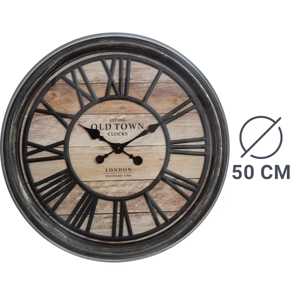 Часы настенные Atmosphera Old town круглые пластик цвет коричневый ø50 см 82471885 STLM-2002171 