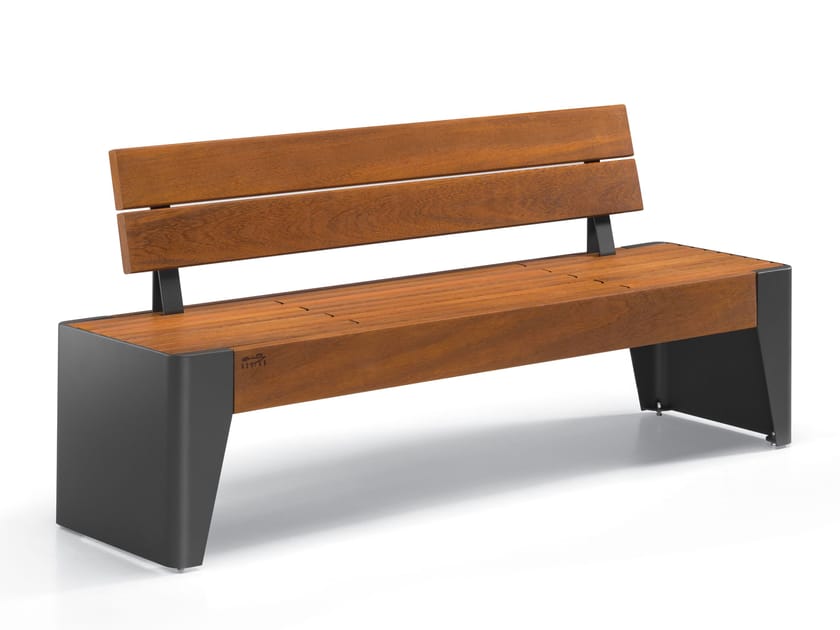 Стальная и деревянная скамья со спинкой City Design Fòla ARCH-00131228