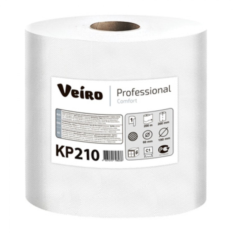 KP210 Veiro Бумажные полотенца в рулонах с центральной вытяжкой Veiro Professional Comfort KP210 C2-M2 6 рулонов по 200 м 