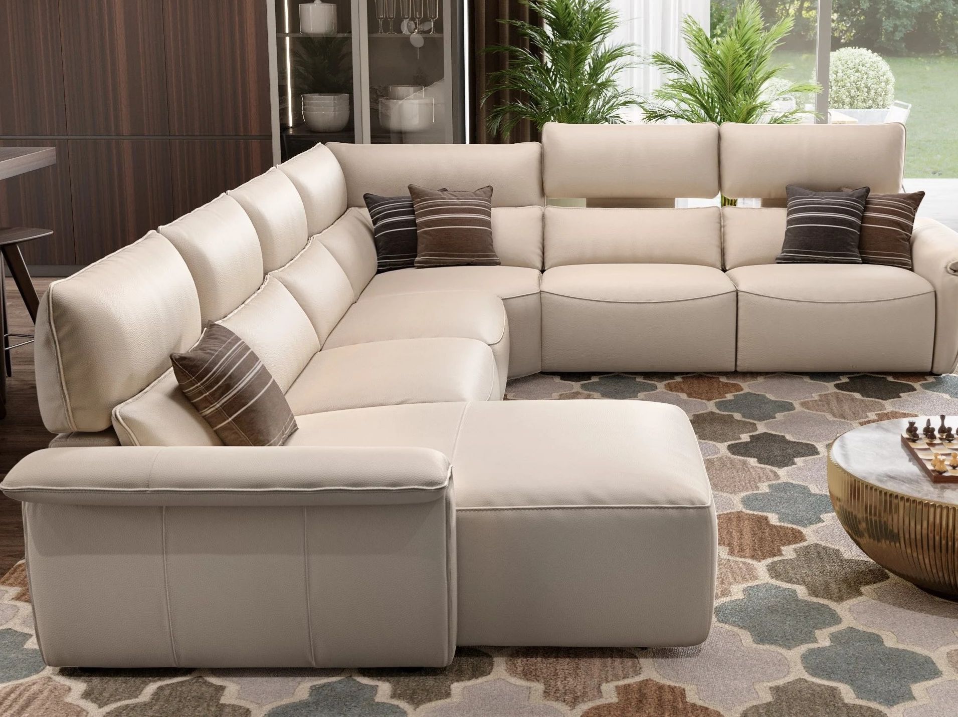 Кожаный угловой диван с полуостровом Sofanella Merida ARCH-00130672 - Вид №2