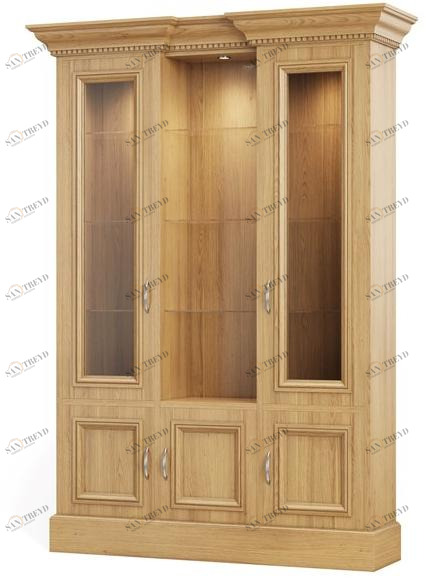 DWFI Книжный шкаф из дерева и стекла с подсветкой  00002649 