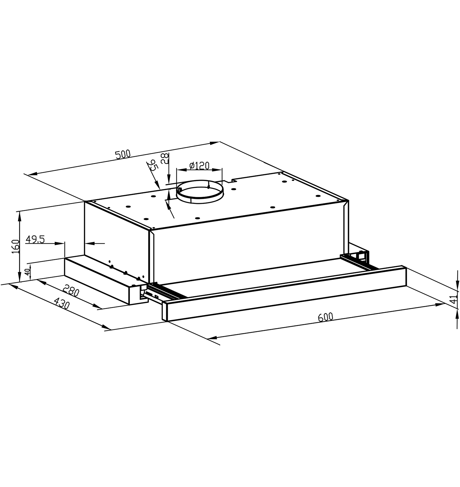 5335158 Вытяжка телескопическая LEX HUBBLE G 2M 600 LIGHT белый/белый STDN-0145279 - Вид №12