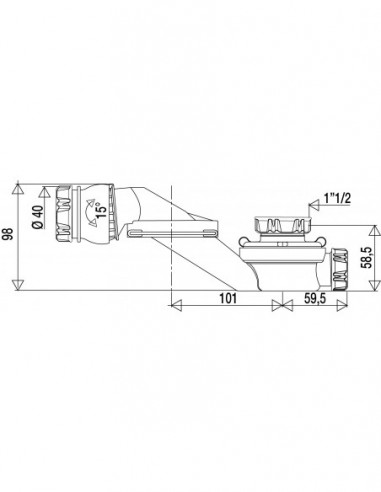 560000 001 00  Сверхплоский поворотный сифон для ванны, NF, выпускное отверстие с коническим уплотнением, Д. 40мм Valentin Белый  - Вид №2