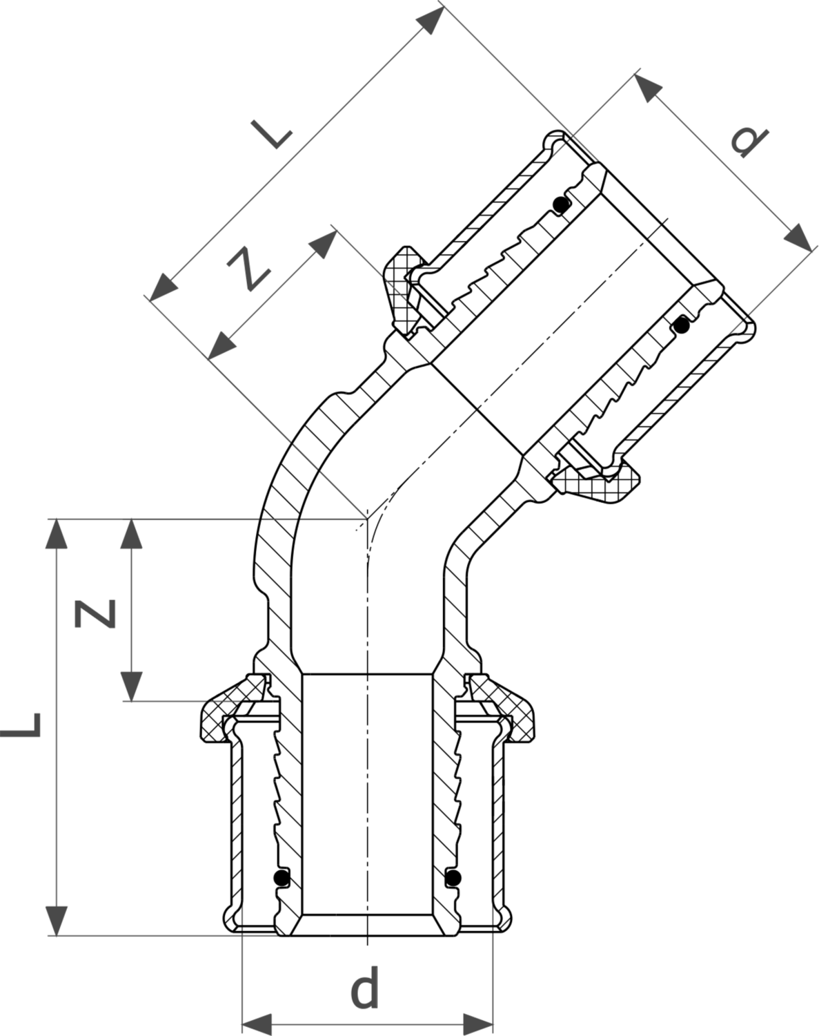 588 465 Модель 2726 Трубопроводные системы  Pexfit Pro  Угольники Santreyd  - Вид №3