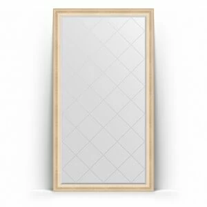 BY 6350 Зеркало напольное с гравировкой в багетной раме - старый гипс 82 mm EVOFORM Exclusive-G floor