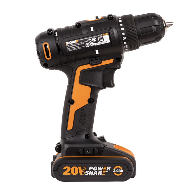 Дрель-шуруповерт WORX WX100.2 PowerShare 20V 5612863 STDN-0093701 - Вид №5