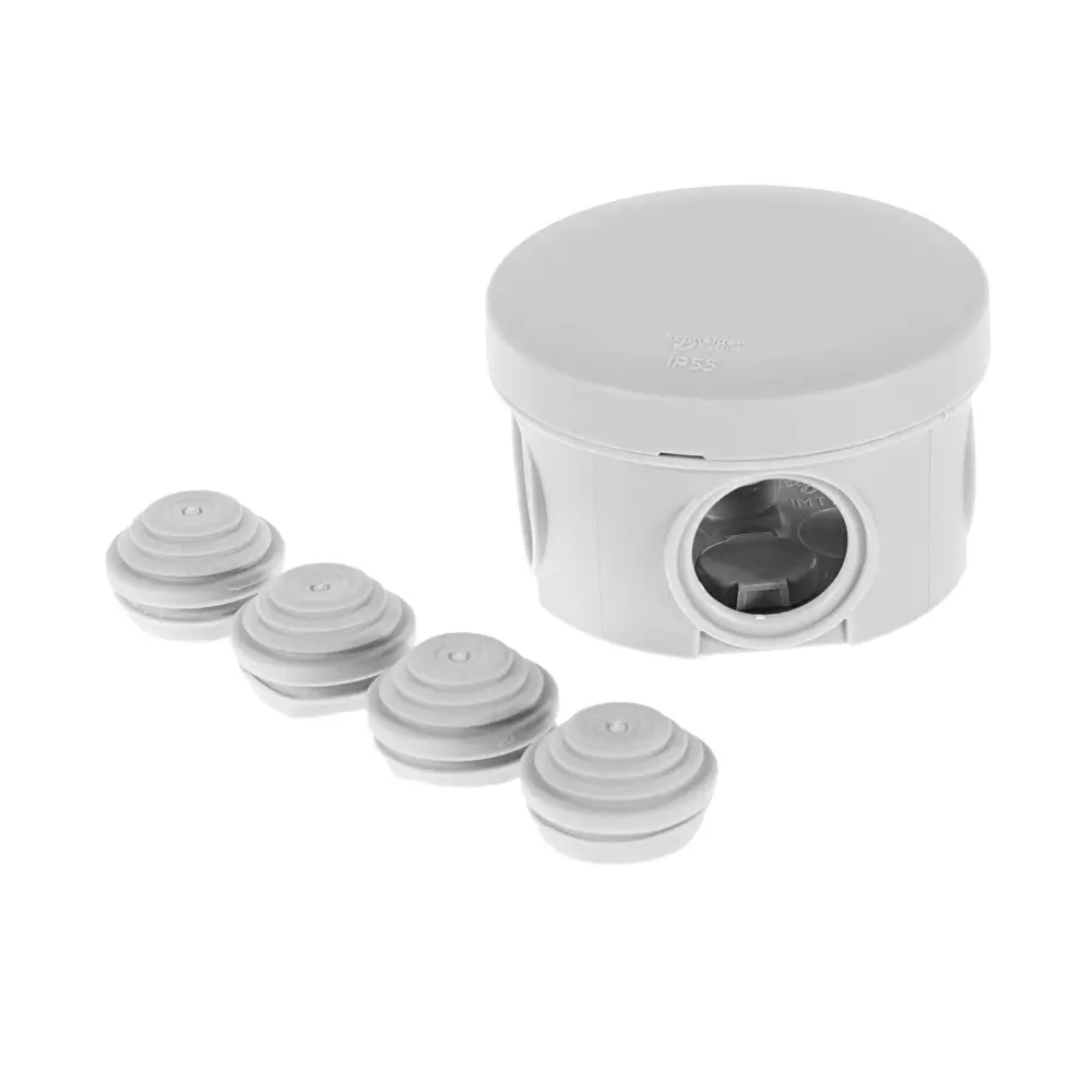 Распределительная коробка открытая Systeme Electric D65x45 мм 4 ввода IP55 цвет серый IMT350931 STLM-2091062 - Вид №1