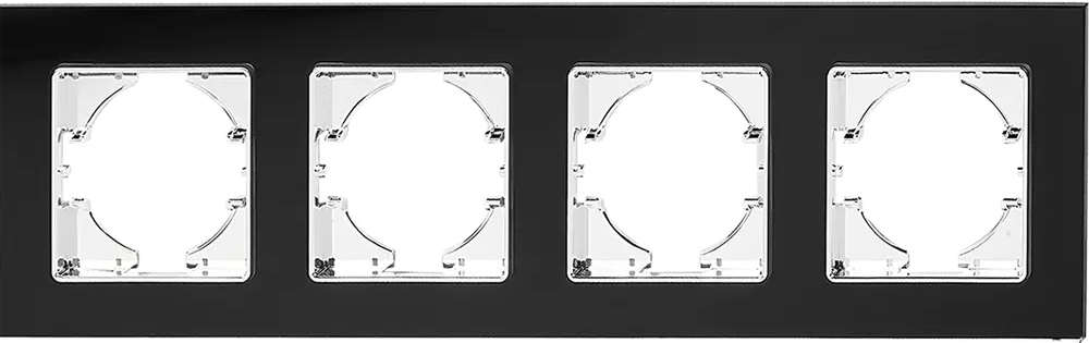 Рамка GUSI Electric Ugra для 4 розеток, черное стекло 85233697