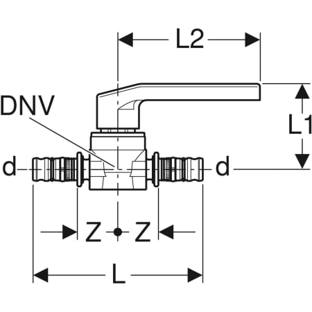 615.061.00.2 Шаровой кран Geberit Mepla с рукояткой Geberit  - Вид №2