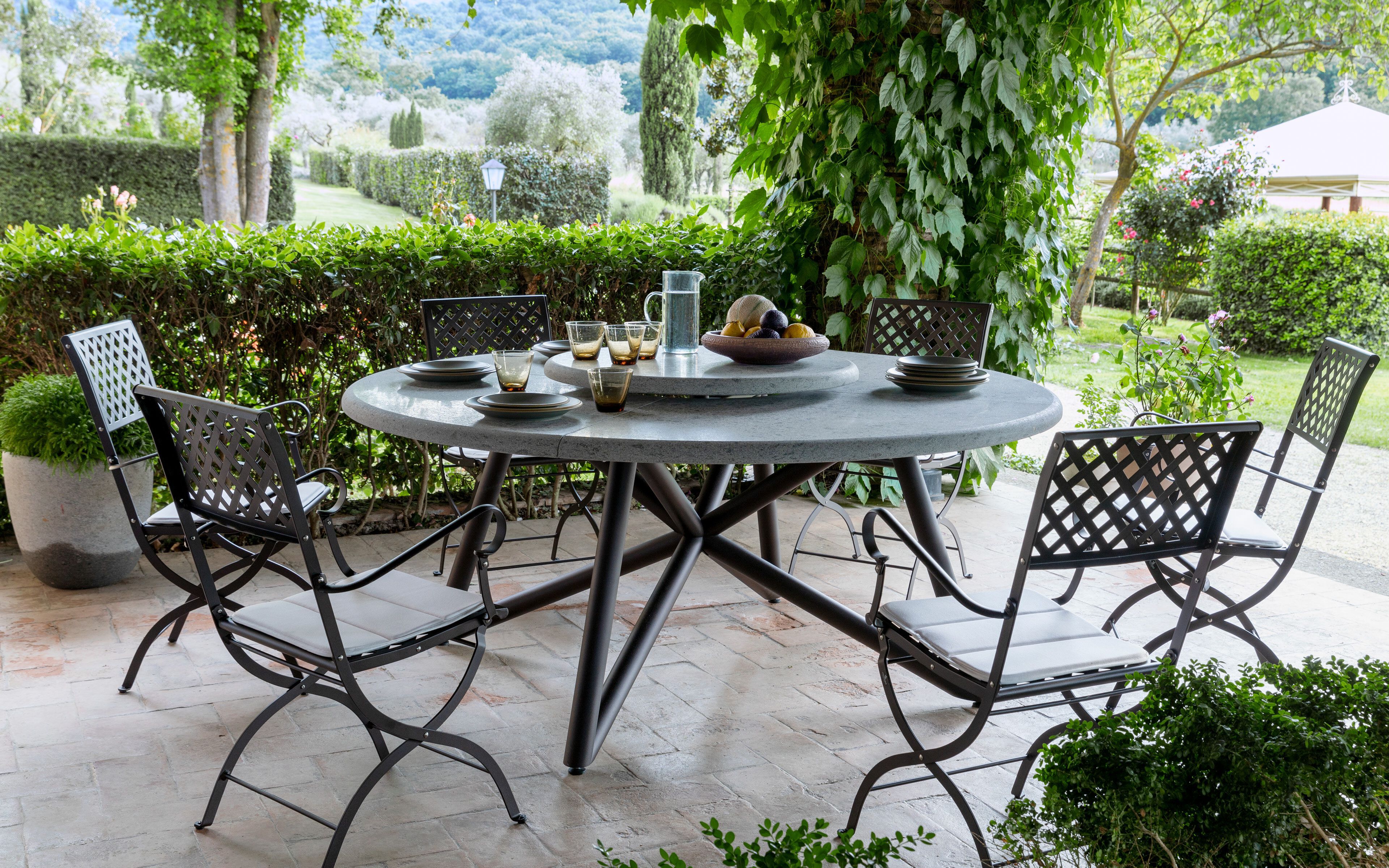 Круглый садовый стол из пеперино с ленивой Сьюзен VELTHA® Hermu ARCH-00065869 - Вид №2