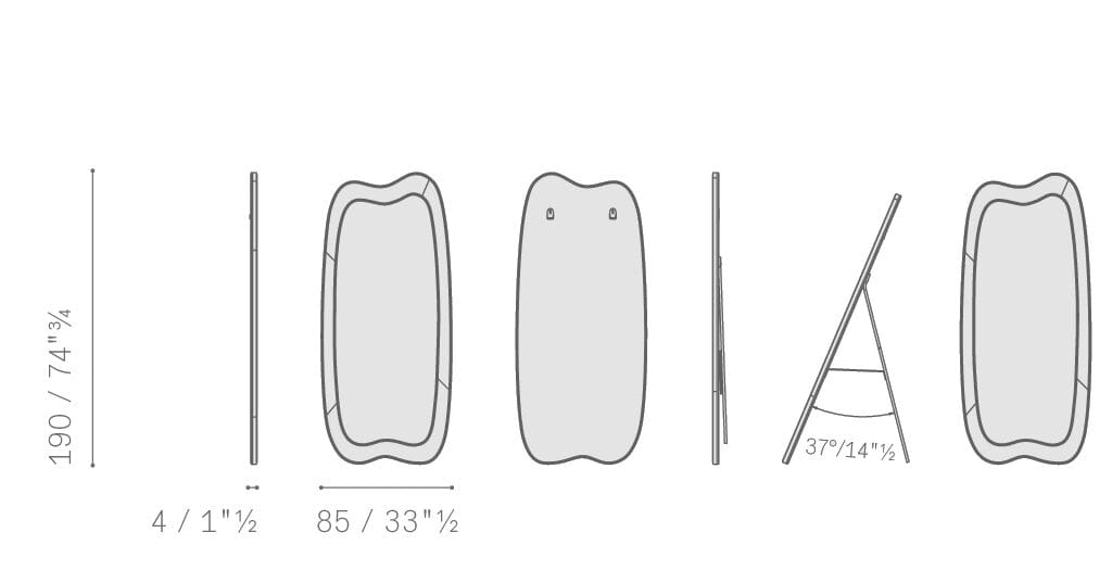 Напольное или настенное зеркало с кожаной рамкой Poltrona Frau SQUASH ARCH-00013534 - Вид №2